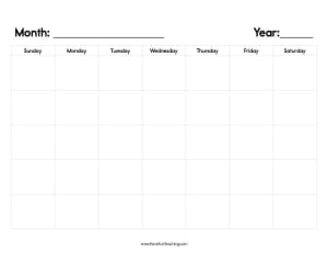 Blank Calendar Landscape Worksheet