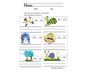 Blends SM, SN Worksheet