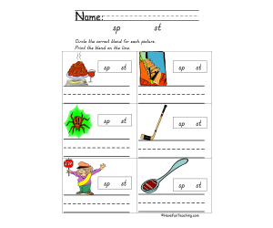 Blends SP, ST Worksheet