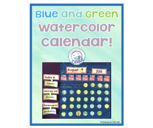 Blue and Green Watercolor Calendar