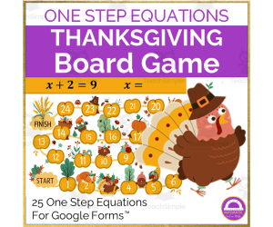 Board Game | Thanksgiving One Step Equations Activity Google Form