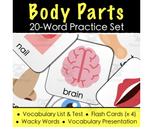 Body Parts Vocabulary - Digital Activities, Word List & Quiz + 4 Flashcard Sets