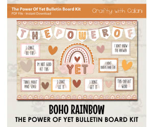 Boho Rainbow The Power Of Yet Classroom Bulletin Board Kit
