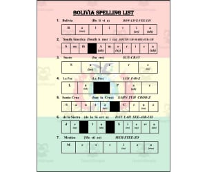 Bolivia Spelling List