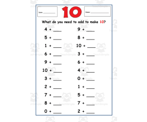 Bonds to 10 Worksheet