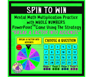 Break A Factor Into Addends (Whole Numbers) Spin To Win Game