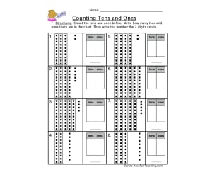 Break it Apart Counting Tens Ones Worksheet