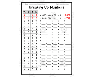 Breaking Up Numbers Worksheet Set