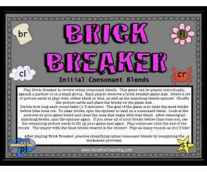 Brick Breaker Consonant Blends Activity