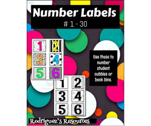 Bright Black and White Number Labels