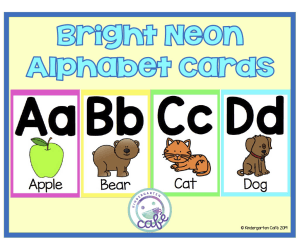 Bright Neon Alphabet Cards - Bulletin Board Decor