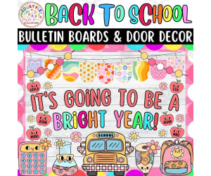 Bright Year: August & Back To School Bulletin board or door Decor kit