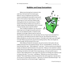 Bubbles and Soap Everywhere Reading Comprehension Worksheet