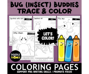 Bugs & Insects Tracing & Coloring Pages | Kinder through 3rd Activity