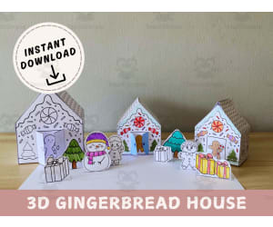 Build a 3D Gingerbread man house, Christmas DIY project activity