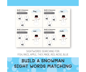 Build A Snowman Sight Words Matching Activity