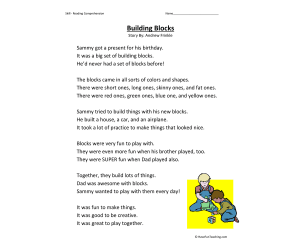Building Blocks - Reading Comprehension Worksheet