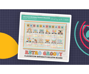 Bulletin Board Classroom Birthday In Pastel Retro Groovy Theme