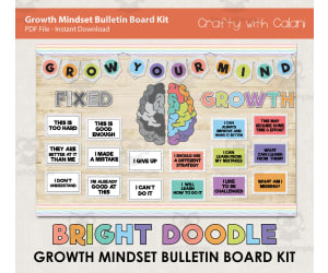 Bulletin Board : Growth Mindset In Bright Doodle Design
