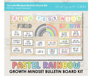 Bulletin Board : Growth Mindset In Pastel Rainbow Design