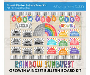 Bulletin Board : Growth Mindset In Rainbow Sunburst Design