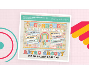 Bulletin Board: It Is OK To Classroom Display in Retro Groovy Design