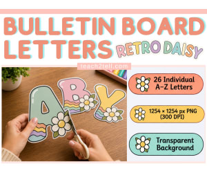 Bulletin Board Letters A-Z Alphabet PNG Printable Letters Class Decor
