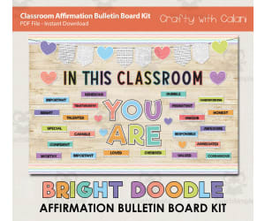 Bulletin Board : Positive Affirmation In Bright Doodle Design