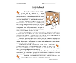 Bulletin Board - Reading Comprehension Worksheet