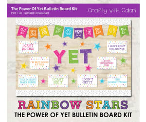 Bulletin Board: The Power Of Yet in White Rainbow Stars Design