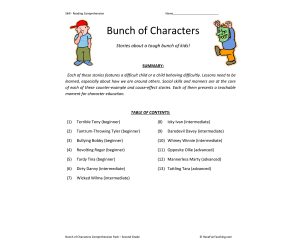 Bunch of Characters Reading Comprehension Test Collection