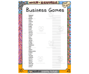 Business Games word Scramble puzzle worksheet