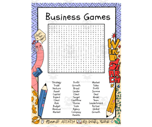 Business Games word search puzzle worksheet activity
