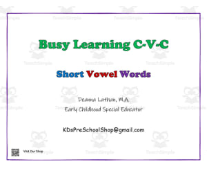 Busy Learning C-V-C | Short Vowel Words Packet