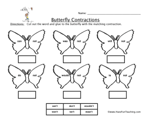 Butterfly Not Contractions Worksheet