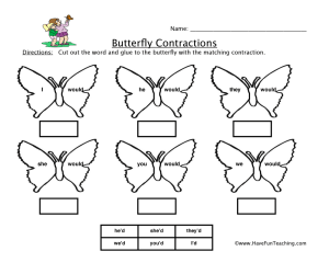 Butterfly Would Contractions Worksheet