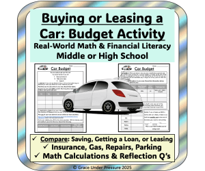 Buy or Lease Car Budget: High School Financial Literacy Budget Project