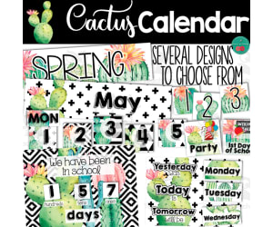 Cactus Classroom Calendar | Modern Classroom Decor Bundle