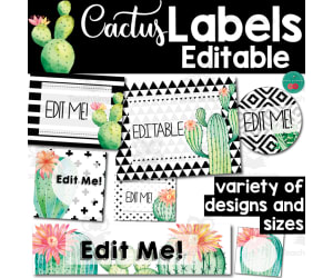 Cactus Editabale Labels | Cactus Classroom Decor