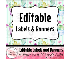 Cactus Print Labels and Banner Flags