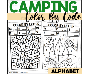 Camping Alphabet Color by Code for Capital Letters
