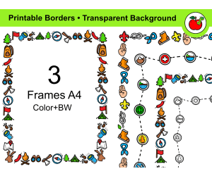 Camping Frames – Printable Borders – Scout Borders-Summer Clipart
