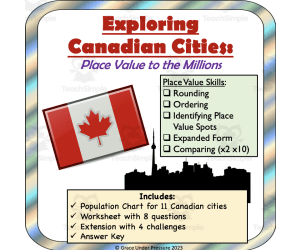 Canadian Cities: Place Value to Millions Activity