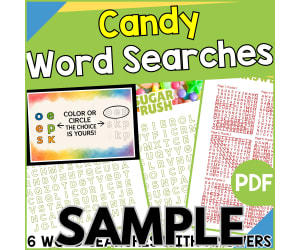 Candy Word Search: 1 Page Sample (PDF)