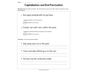 Capitalization and End Punctuation Worksheet