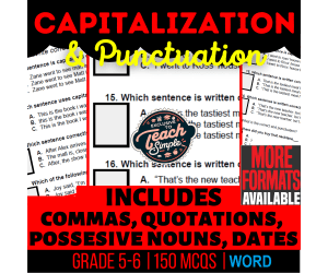 Capitalization and Punctuation Practice Questions Grade 5-6 (Word)