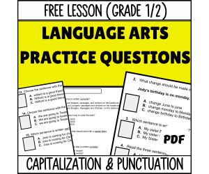 Capitalization and Punctuation Sample - Grades 1-2 Grammar (PDF)
