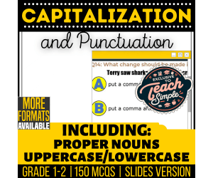 Captitalization and Punctuation Practice Questions Grades 1-2 (Slides)