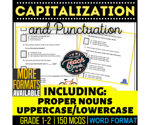 Captitalization and Punctuation Practice Questions - Grades 1-2 (Word)