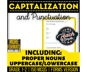 Captitalization and Punctuation Practice Questions - Grades 1-2(Forms)